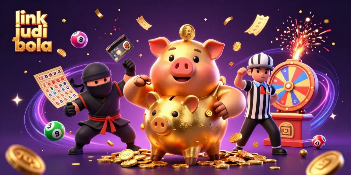 Experience dynamic betting excitement with link judi bola, featuring an engaging illustration of a sumo wrestler and more.