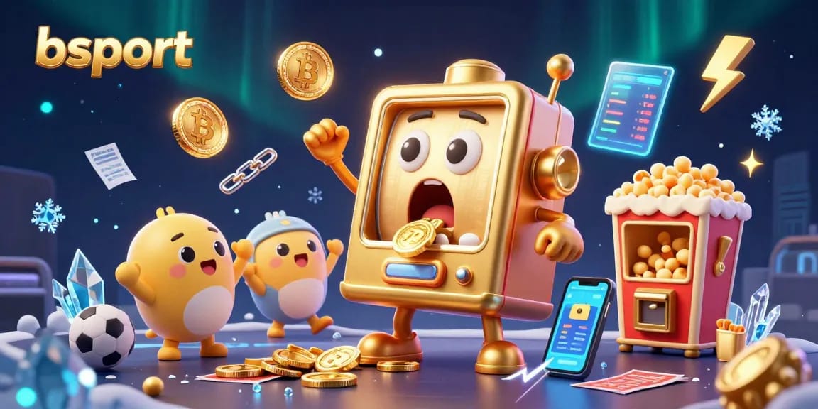 Engaging illustration of bsport showcasing an exciting sports betting scene with slot machines and trophies.