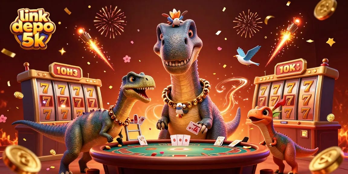 Join the excitement of link depo 5k in this vibrant casino scene filled with dynamic gaming elements.