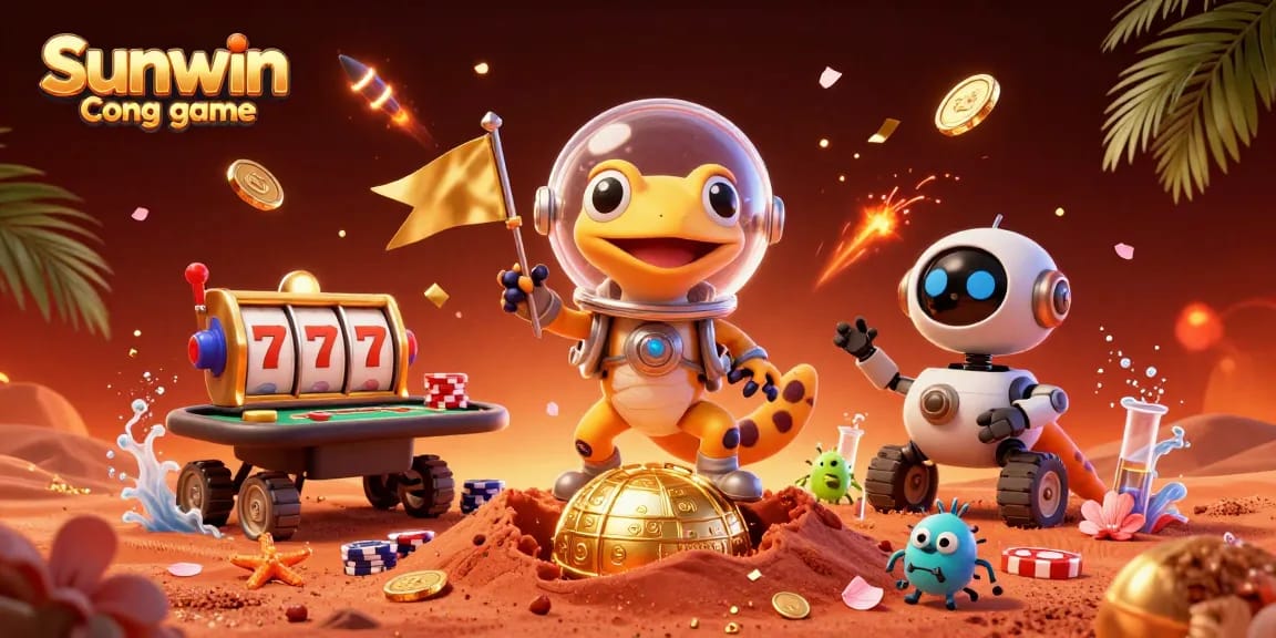 Experience the excitement of Sunwin Cong game with Martian gecko discovering treasures in a casino
