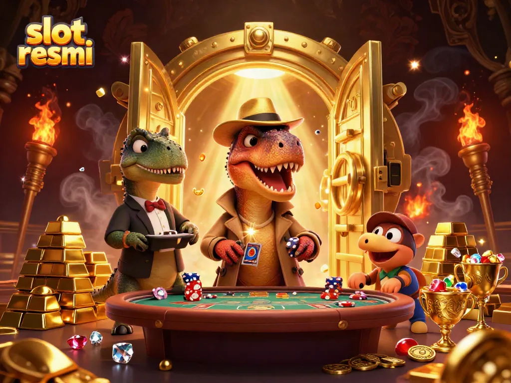 Experience thrilling moments with this vibrant slot resmi gaming scene featuring animated dinosaur characters.