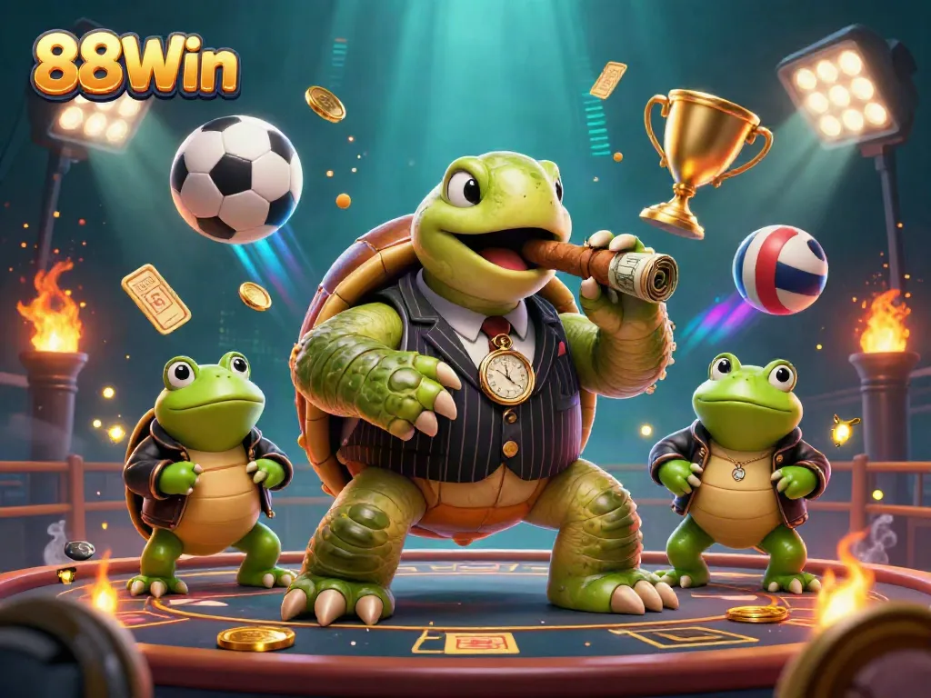 Experience thrilling gaming at 88Win with dynamic characters and vibrant casino elements.