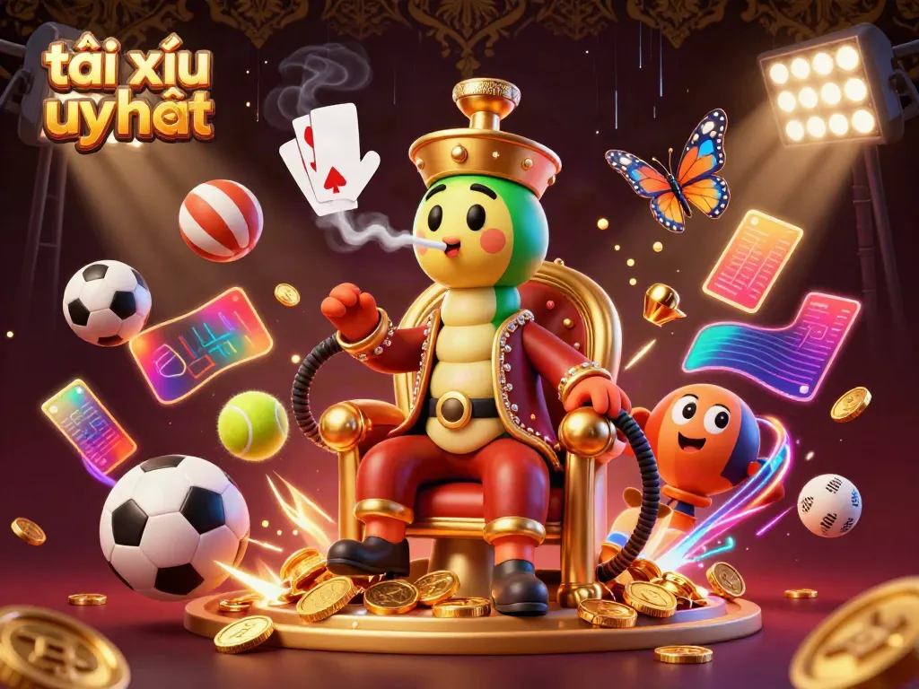 Experience the excitement of tài xỉu uy tín with a vibrant 3D casino-themed illustration.