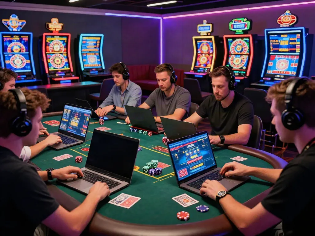 Players enjoying various live dealer games in new casinos not on GamStop, surrounded by vibrant gaming visuals and a thrilling atmosphere.