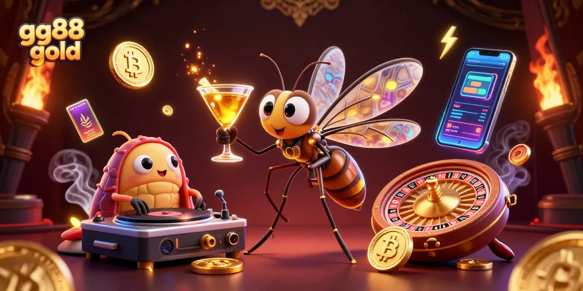 Experience the excitement of gg88 gold with a thrilling 3D casino scene featuring vibrant characters and crypto elements.