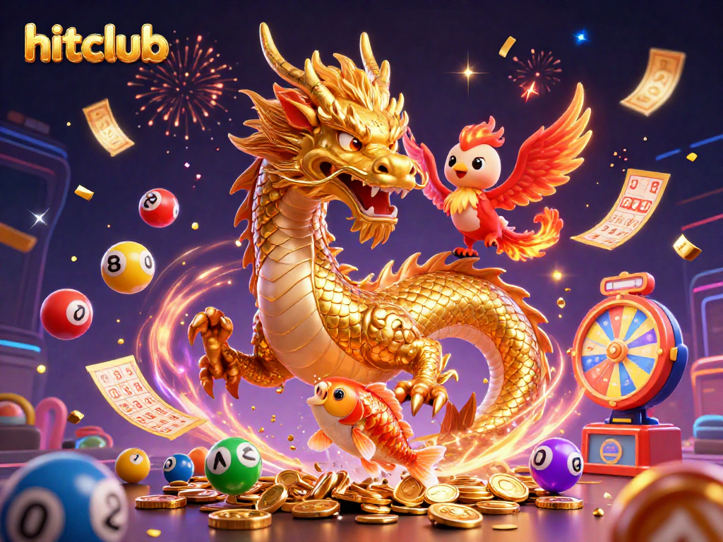 Join the hitclub and enjoy thrilling lottery excitement with our vibrant 3D casino illustration.