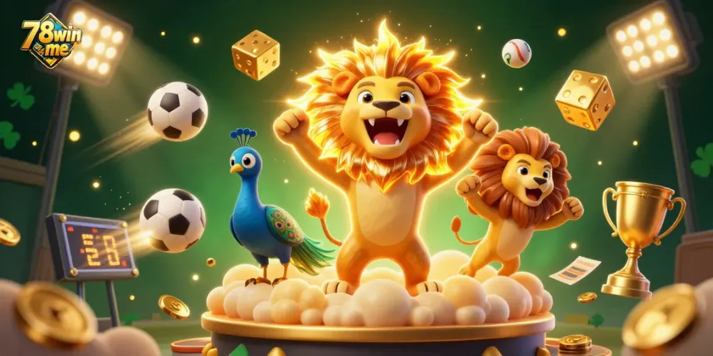 Engage with 78win me's dynamic sports betting scene featuring lively characters and action elements.