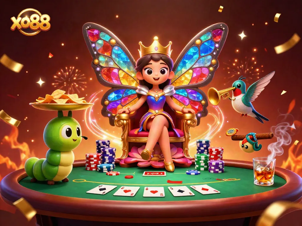 Win big at xo88 with the dynamic butterfly queen and exciting poker game vibes.