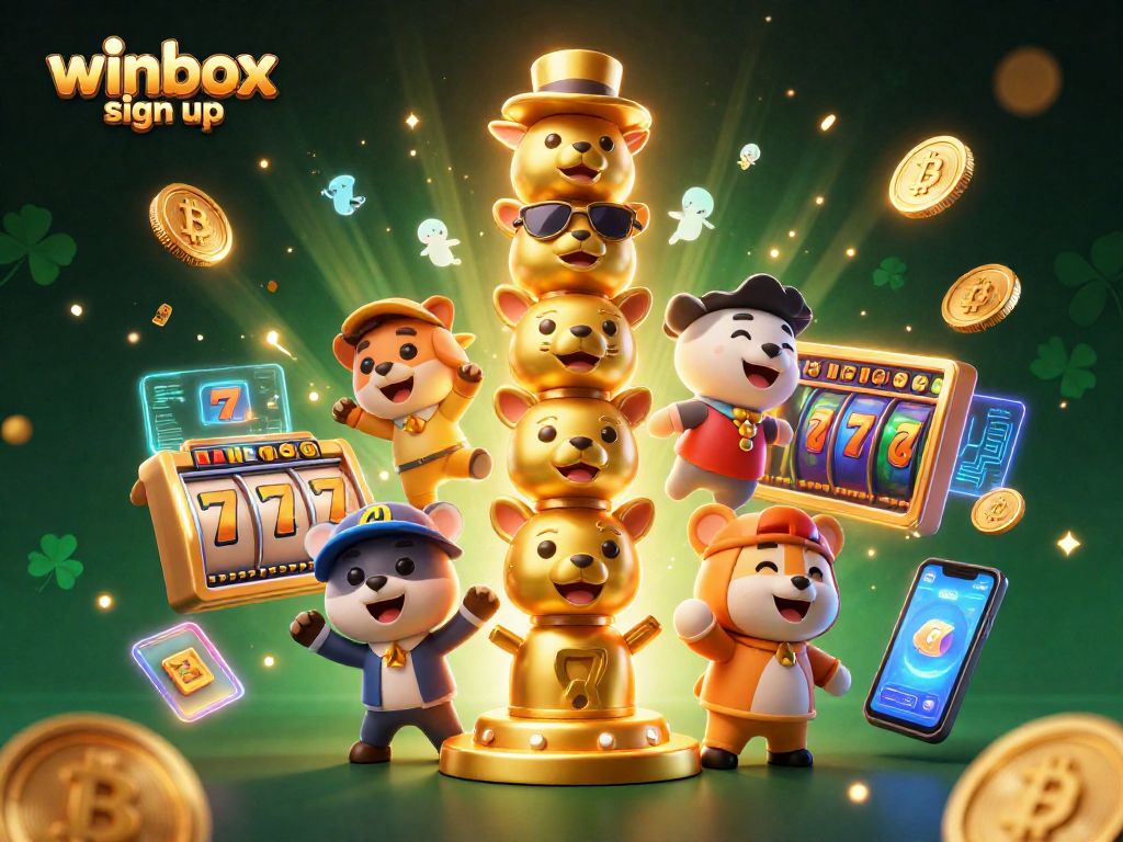 Play slots and crypto at Winbox sign up with joyful characters and exciting designs.