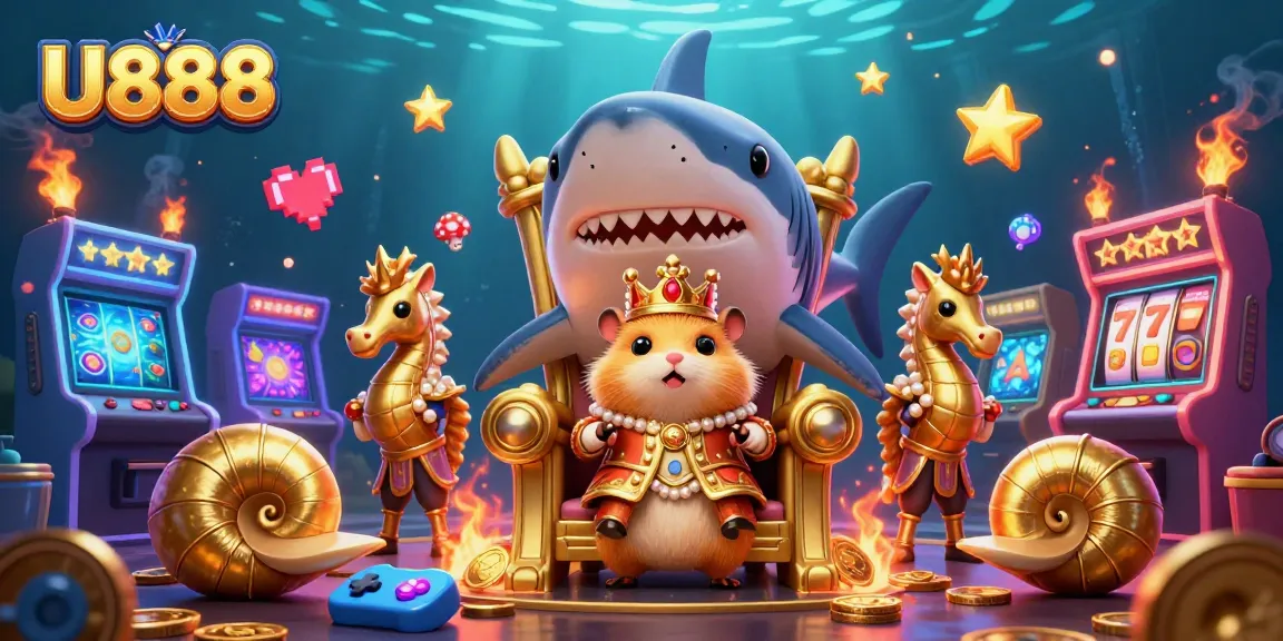 Experience winning with U888's vibrant underwater casino gaming illustration.