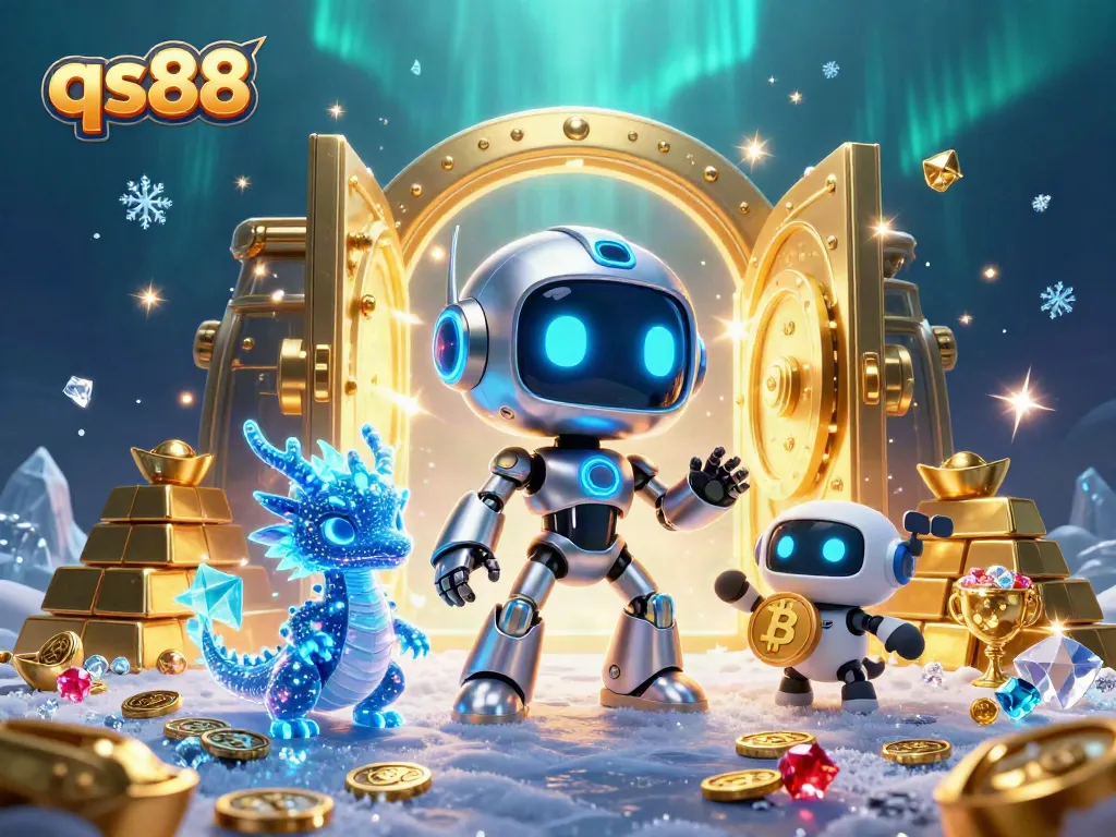 Experience excitement with qs88 in a vibrant 3D casino scene featuring colorful characters and sparkling treasures.
