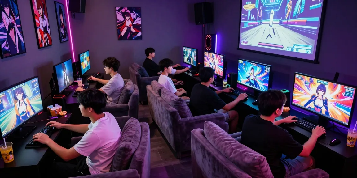 Players enjoying diverse hentai games in a vibrant gaming lounge, showcasing engaging character storylines and a lively atmosphere.