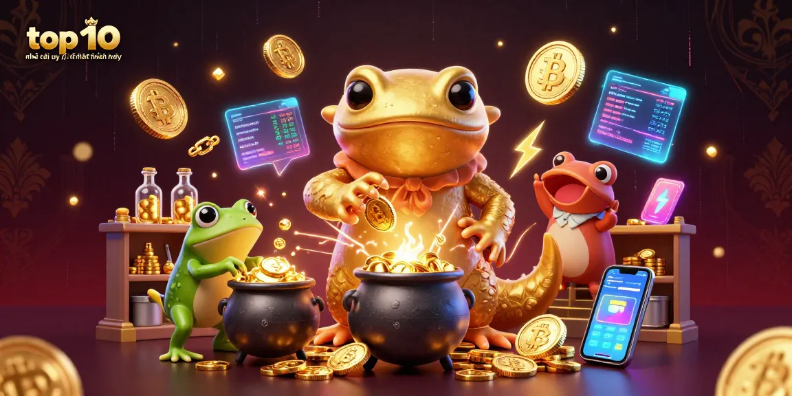 Experience top 10 nhà cái uy tín nhất hiện nay with vibrant golden alchemy in a casino setting.