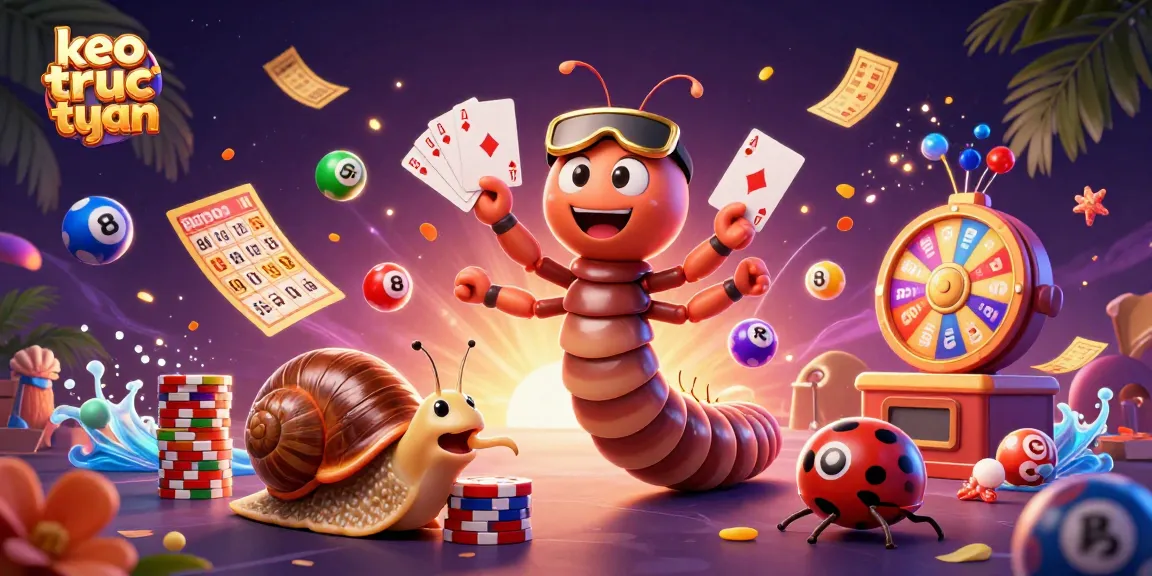 Engage with keo truc tuyen as a cartoon millipede dealer showcases exciting betting elements in a vibrant scene.