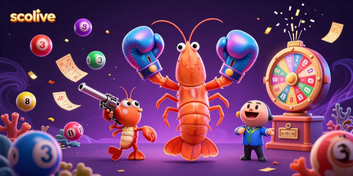 Socolive showcases an energetic casino scene with lottery elements and vibrant shrimp characters.