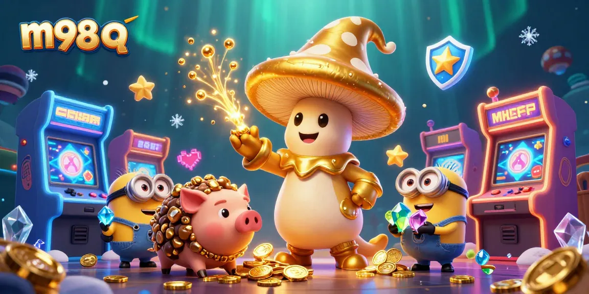 Play exciting m98 q games with golden wizard magic and treasures in a vibrant casino world.
