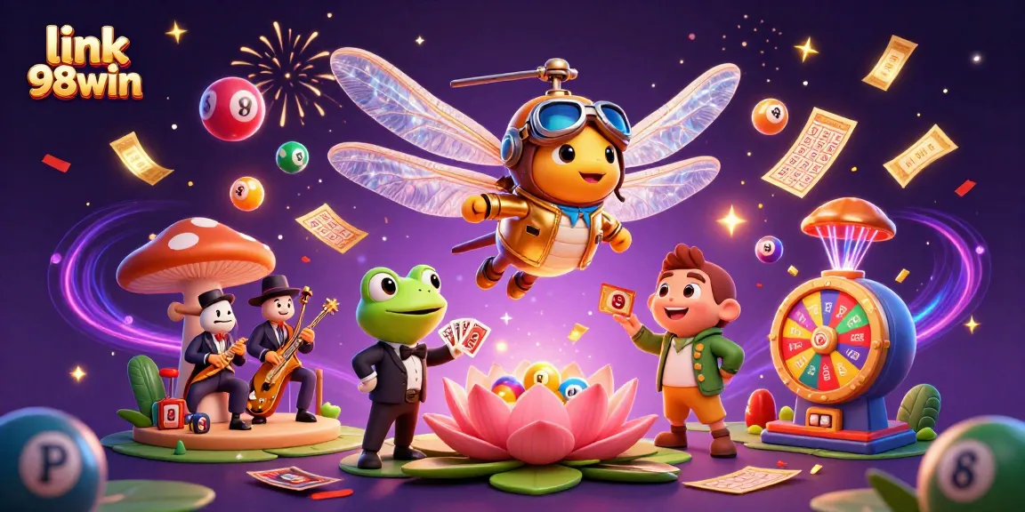 Engage with winning strategies at link 98win with lively 3D casino characters and festive elements.