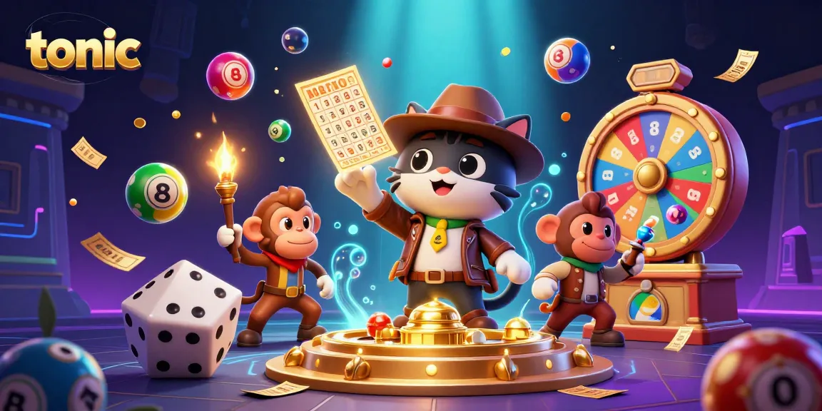 Engage in thrilling gameplay at Tonic with colorful lottery balls and vibrant casino elements entertaining players.