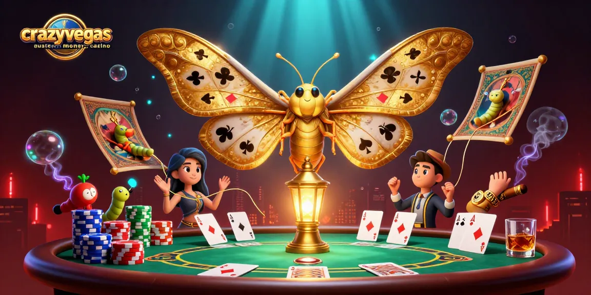 Join the excitement of crazyvegas aussie real money casino with a vibrant 3D casino illustration showcasing a lively poker scene.